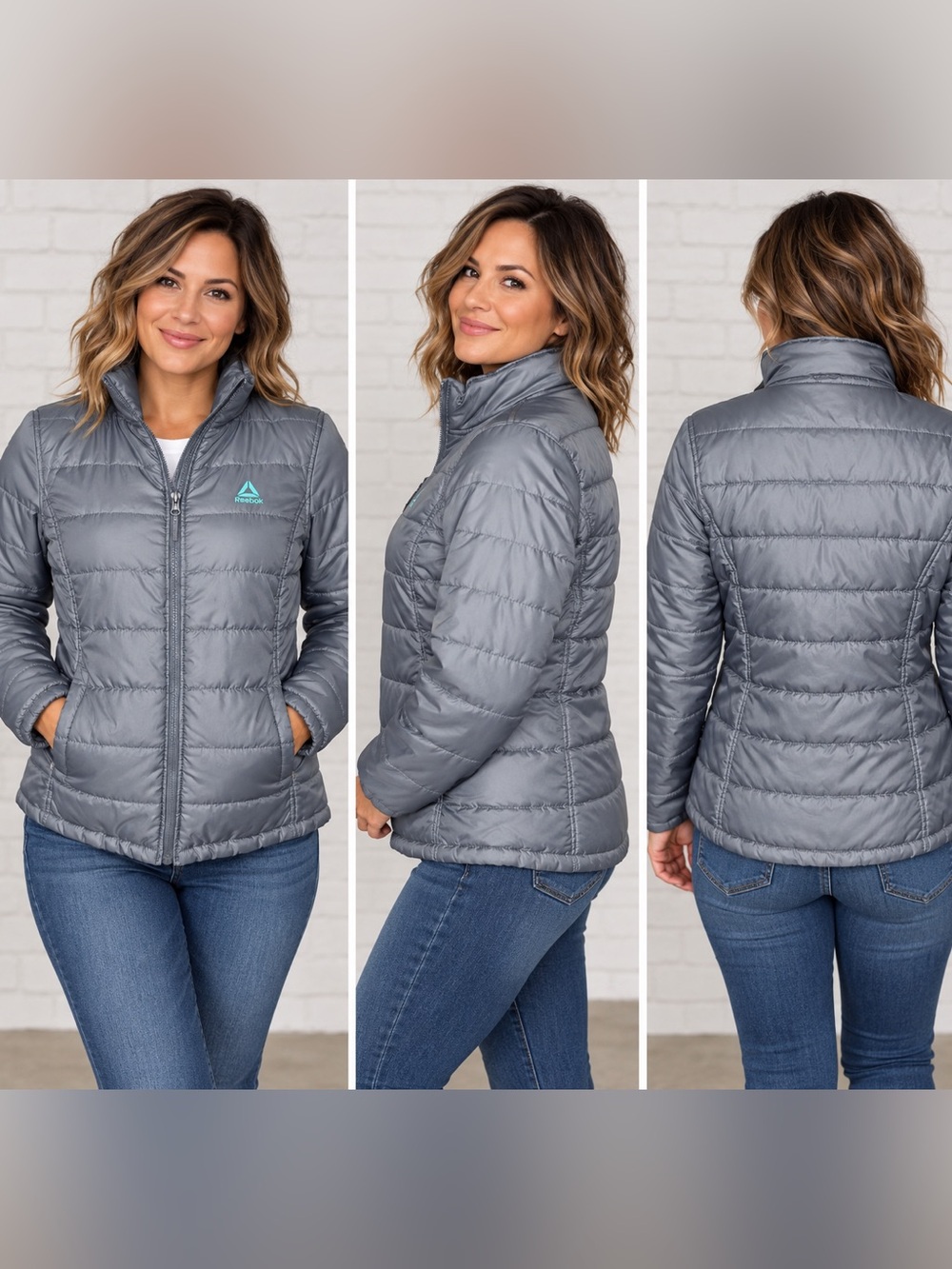 Reebok Lightweight Puffer Jacket Full Zip Like New Small